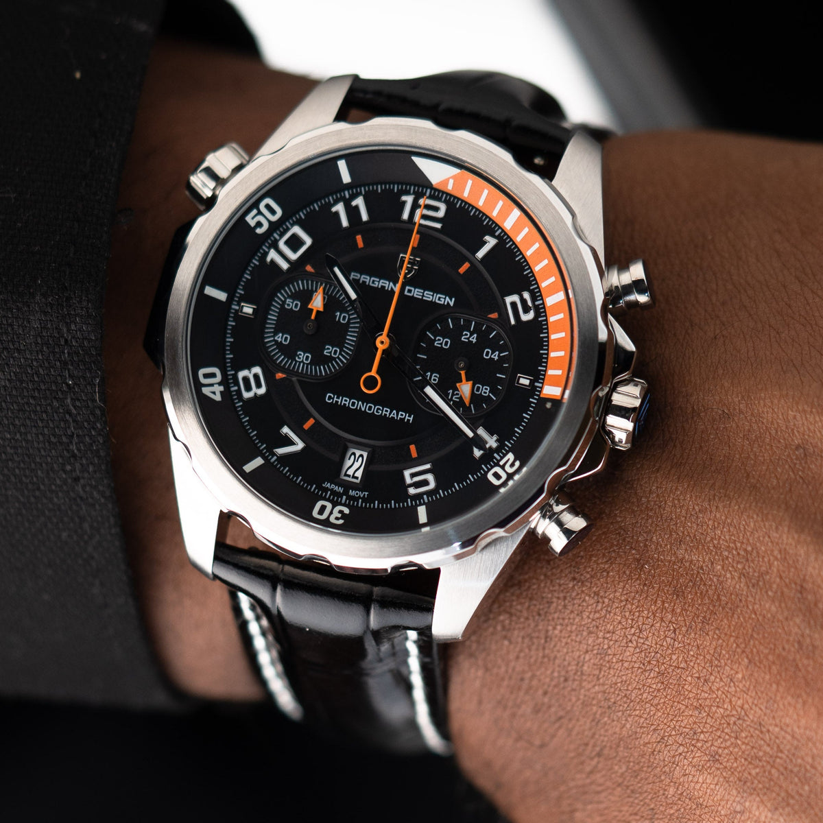 Montre PAGANI Homme argentée et cuir