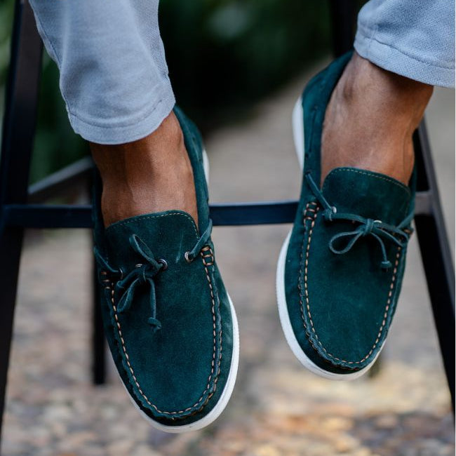 Mocassin Relaxe vert daim Mdv4