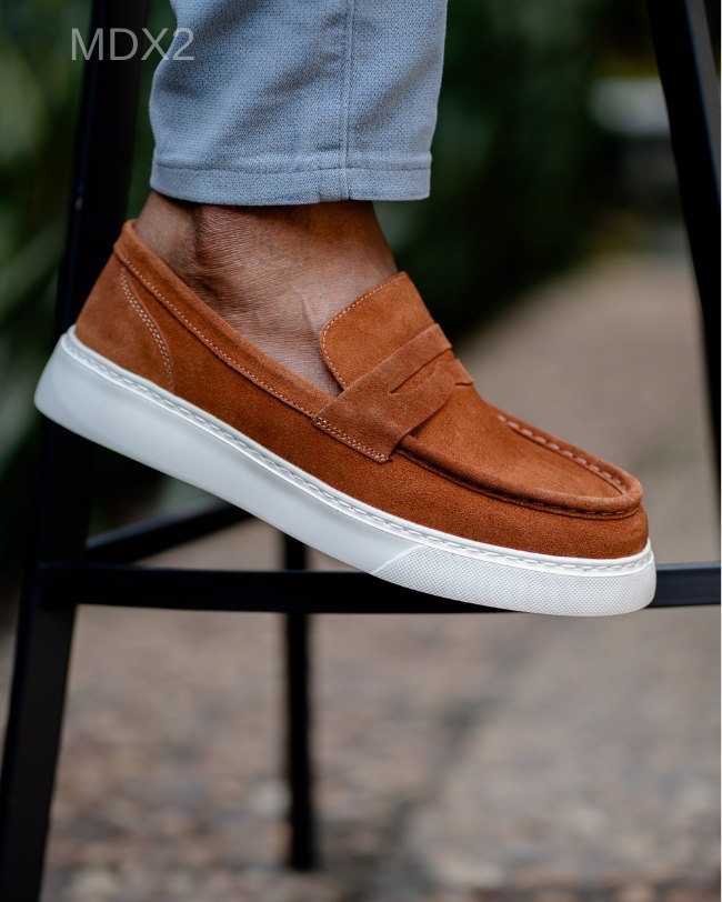 Mocassin basket relaxe daim marron MDX2
