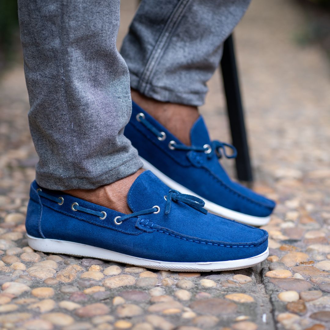 Mocassin Relaxe bleu daim MDV5