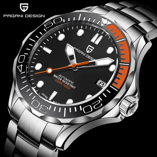 Montre homme argentée fond noir