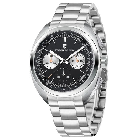 Montre homme argentée fond noir