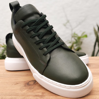 Basket classique cuir vert