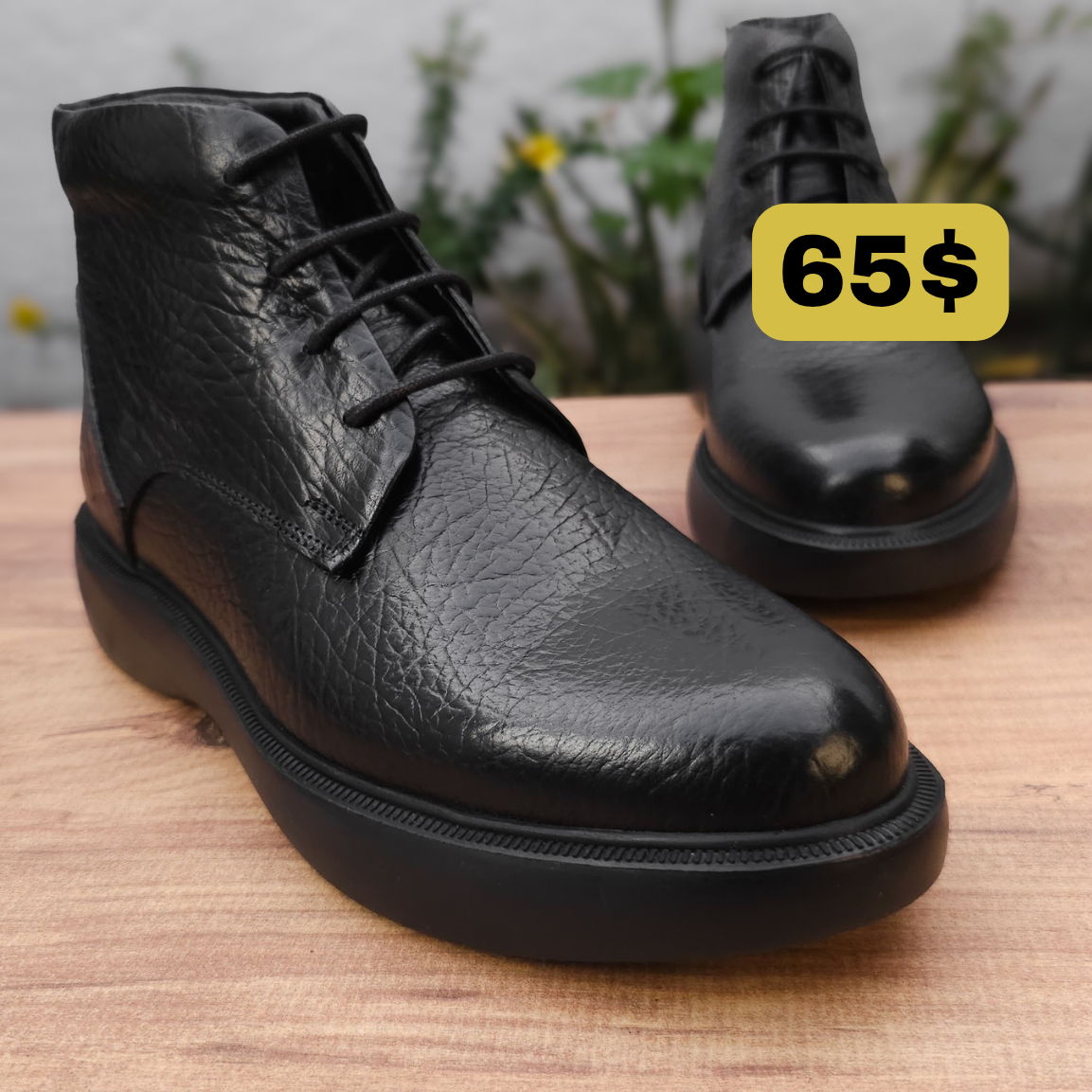 Semi boot cuir noir BCT1