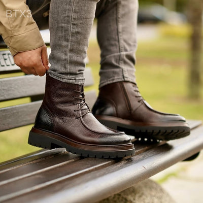 boot cuir Café semelle haute BTX3