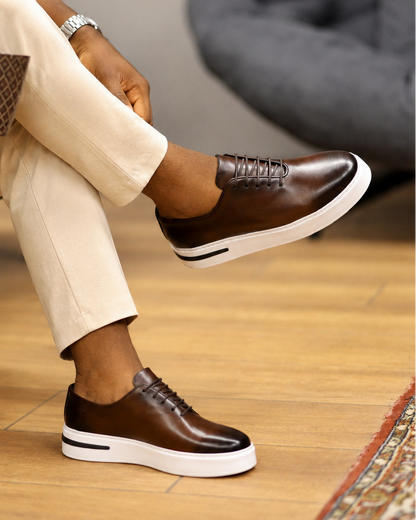 basket chaussure en cuir café VIP Bcj3