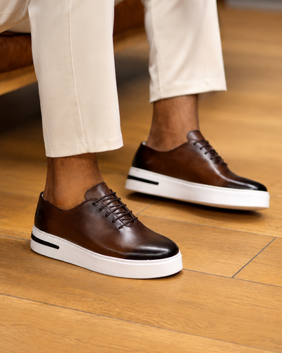 basket chaussure en cuir café VIP Bcj3