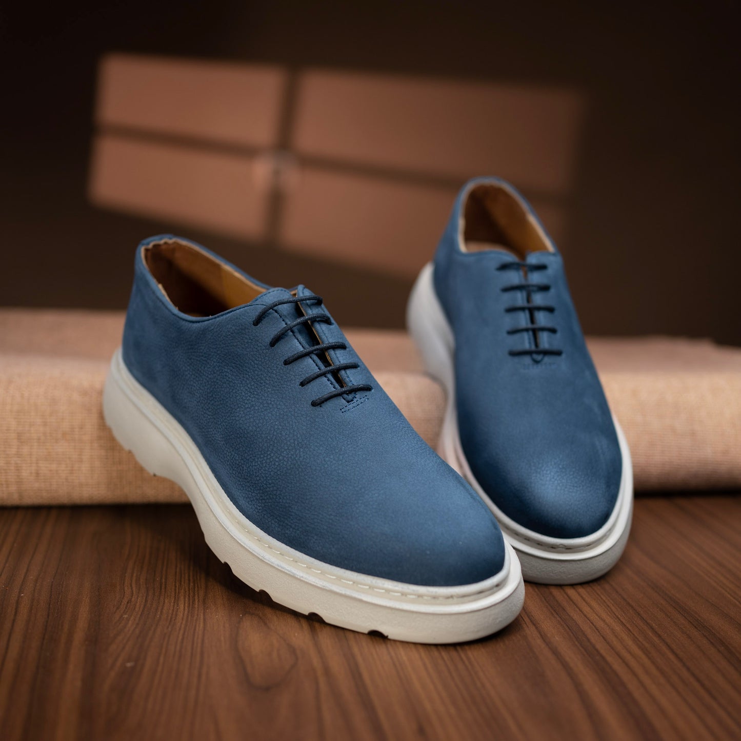 Chaussure cuir nubuck bleu