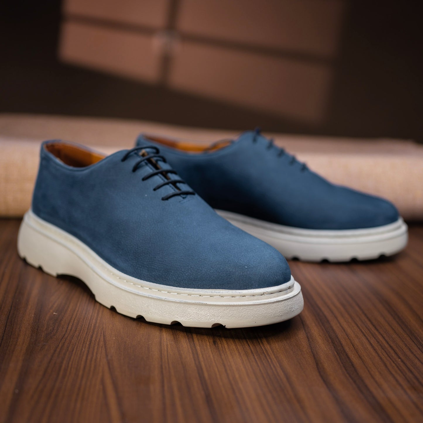 Chaussure cuir nubuck bleu