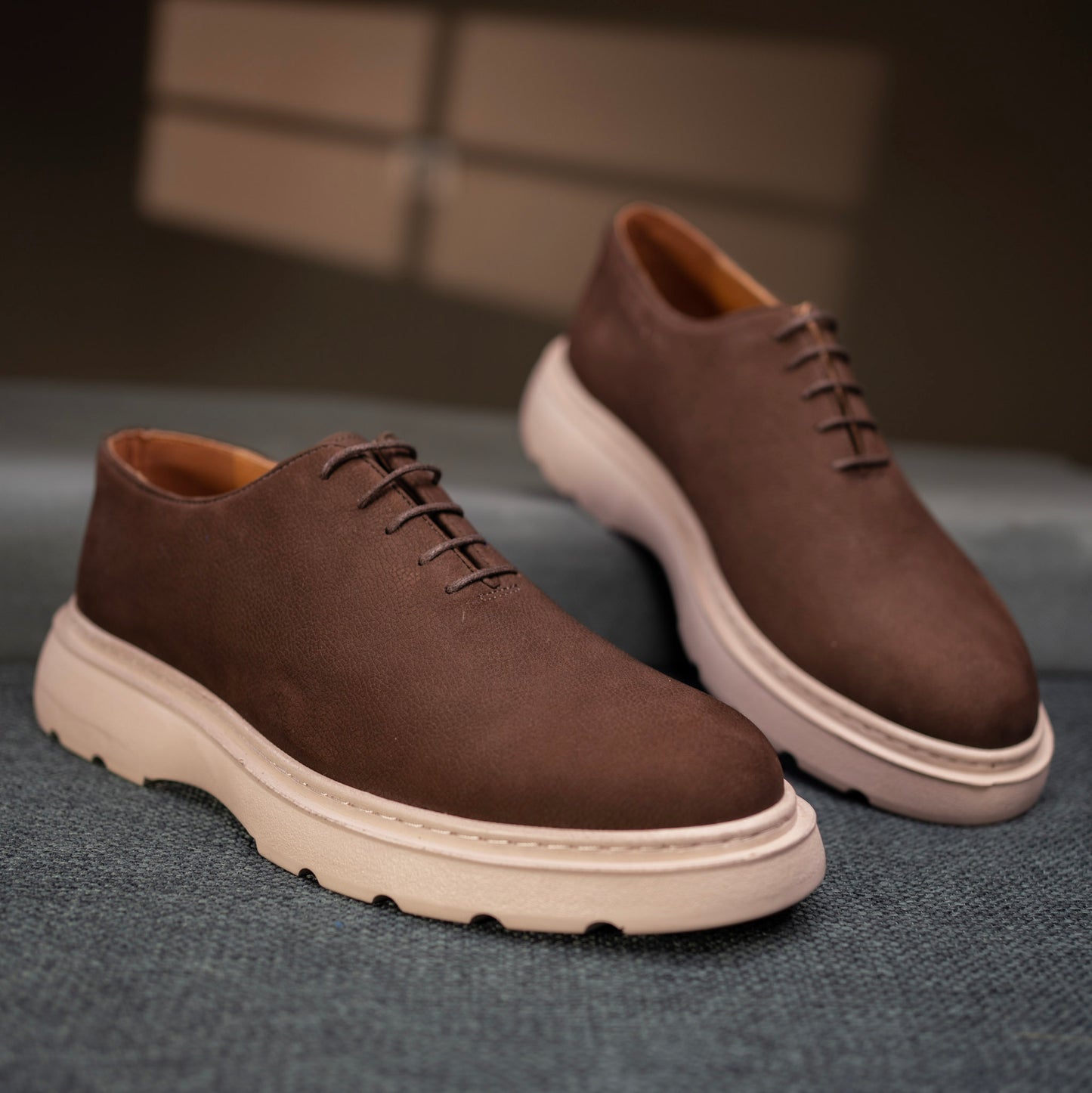 Chaussure cuir Nubuck café
