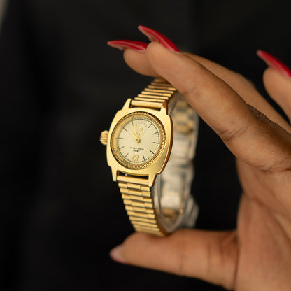 Montre dame dorée mini carré