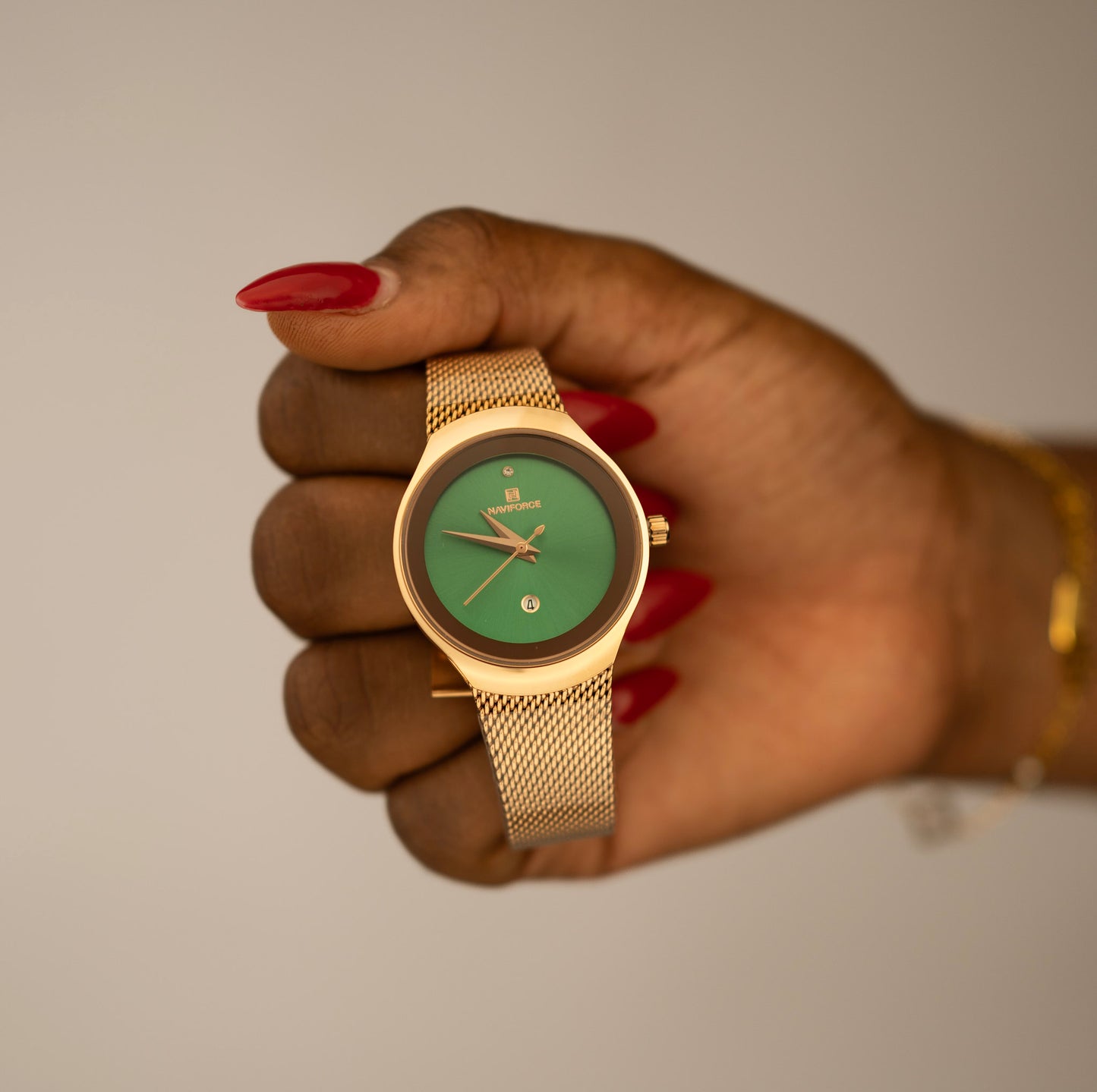 Montre dame dorée rose