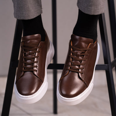 Basket classique cuir café BCV3