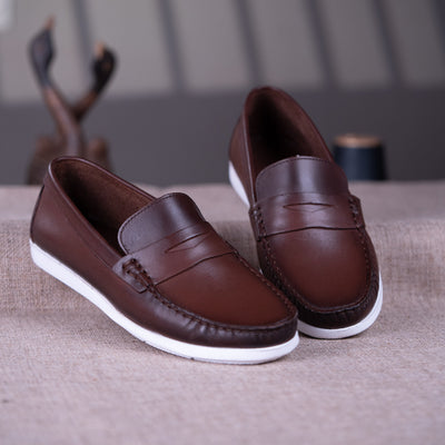 Mocassin en cuir café MCR3
