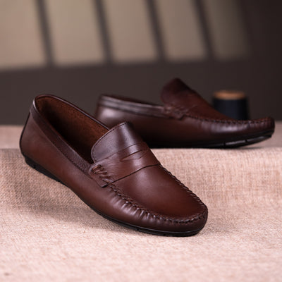 Mocassin café cuir MCD3
