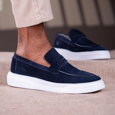 Mocassin basket relaxe bleu daim  MDM5