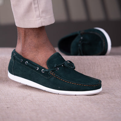Mocassin Relaxe vert daim Mdv4