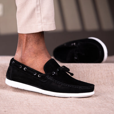 Mocassin Relaxe noir daim MDV1