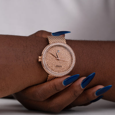 Montre dame dorée rose