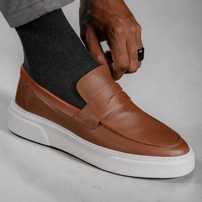 Mocassin basket café cuir Mbc33