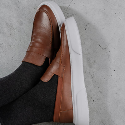 Mocassin basket café cuir Mbc33