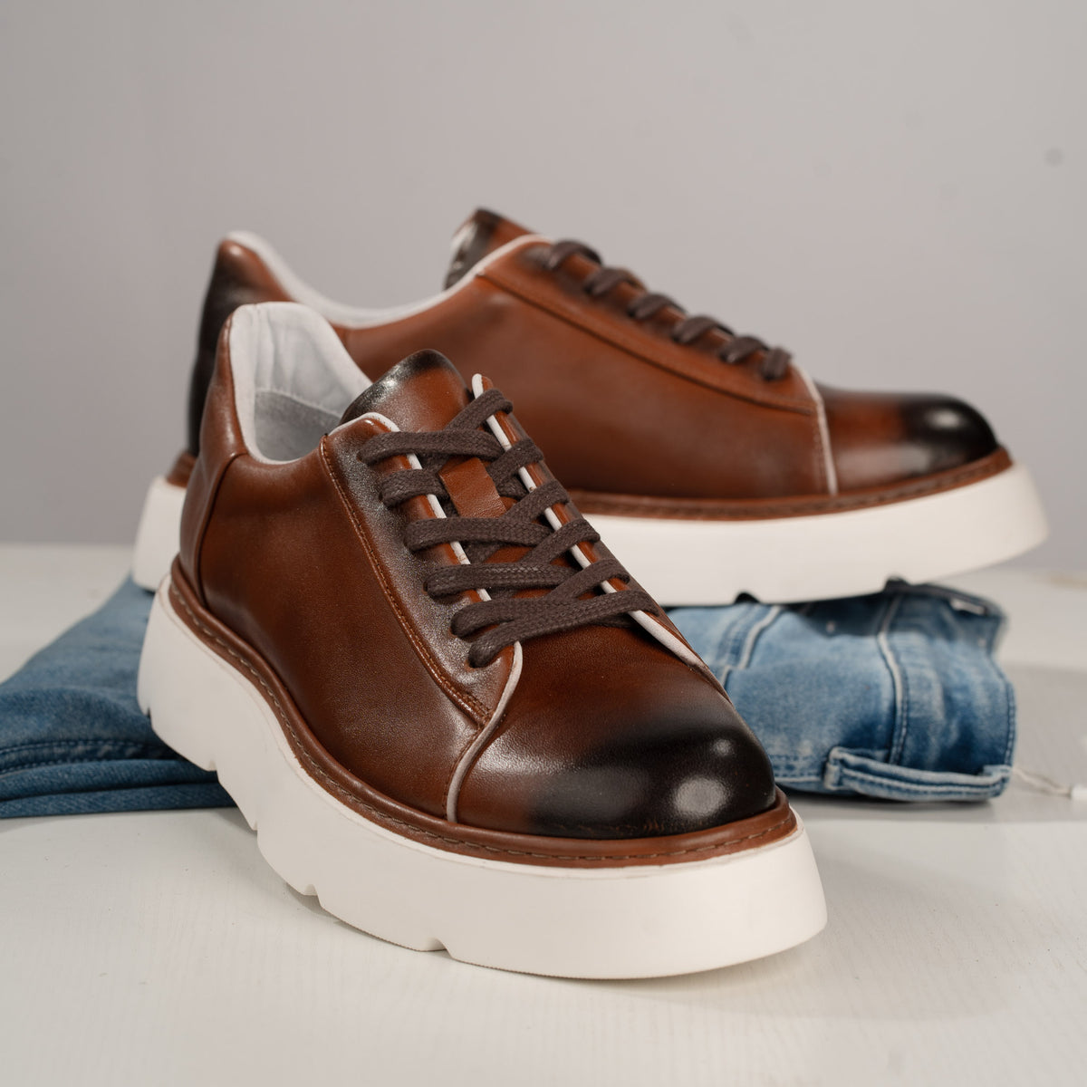 basket chaussure en cuir café VIP BCS3