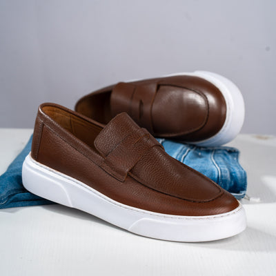 Mocassin basket café cuir Mbc33