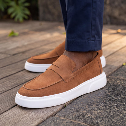 Mocassin basket relaxe daim beige