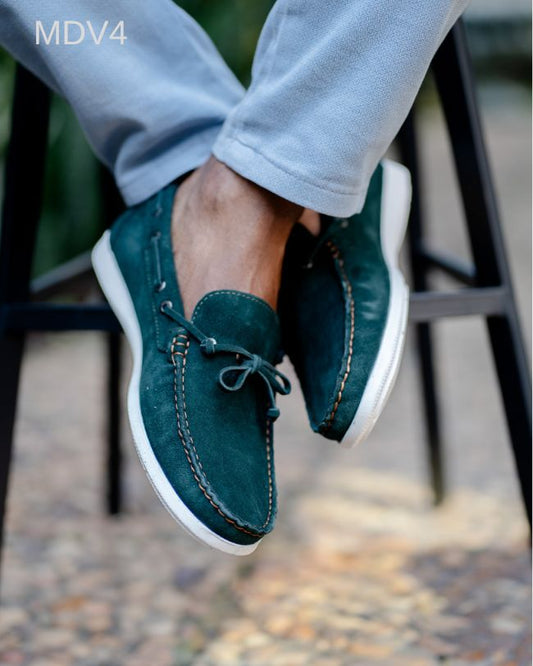 Mocassin Relaxe vert daim /Mdv4