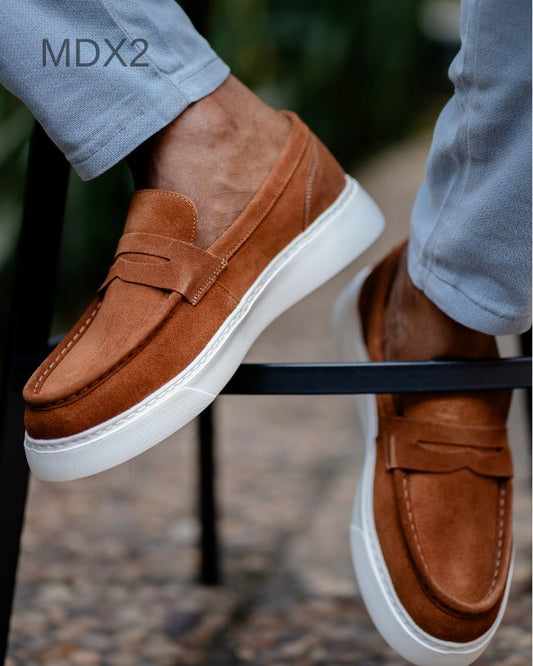 Mocassin basket relaxe daim marron