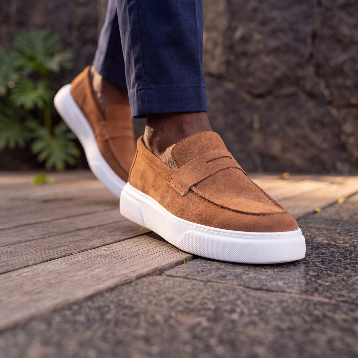 Mocassin basket relaxe daim beige