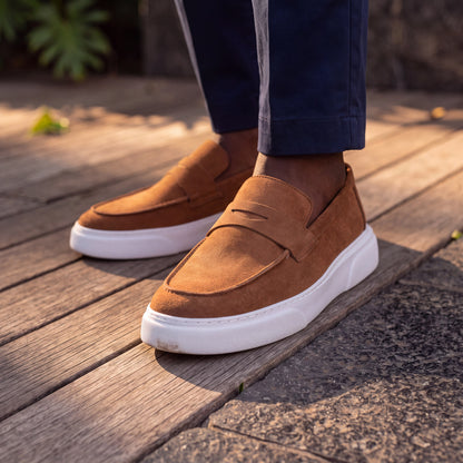 Mocassin basket relaxe daim beige