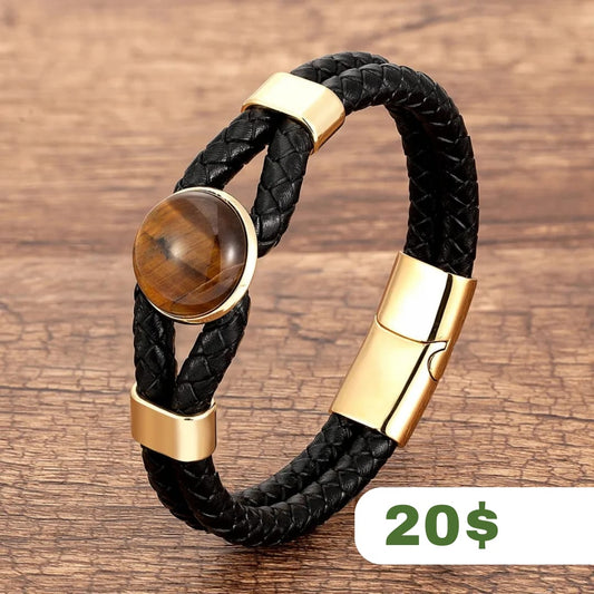Bracelet oeil de tigre en cuir