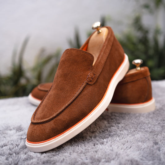 Mocassin relaxe daim marron