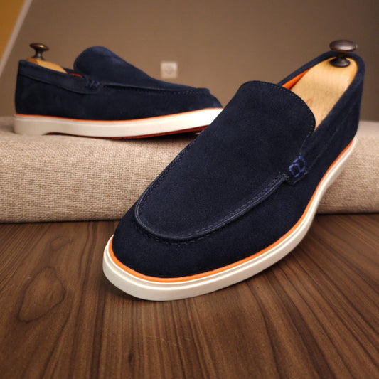 Mocassin relaxe daim bleu nuit