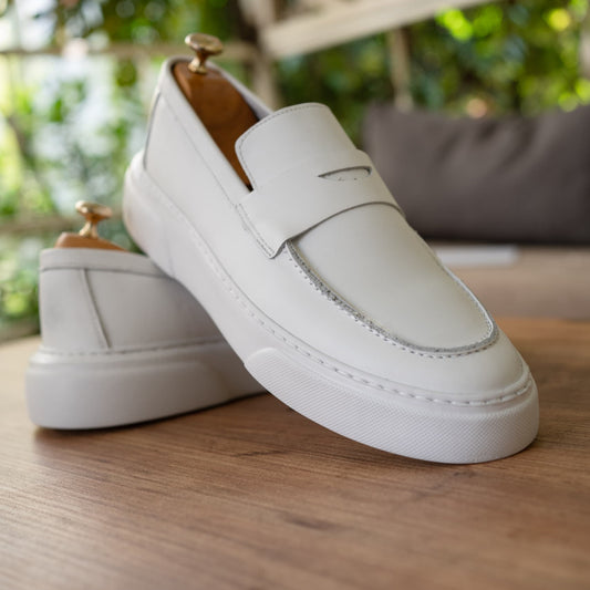 Mocassin Basket blanc cuir