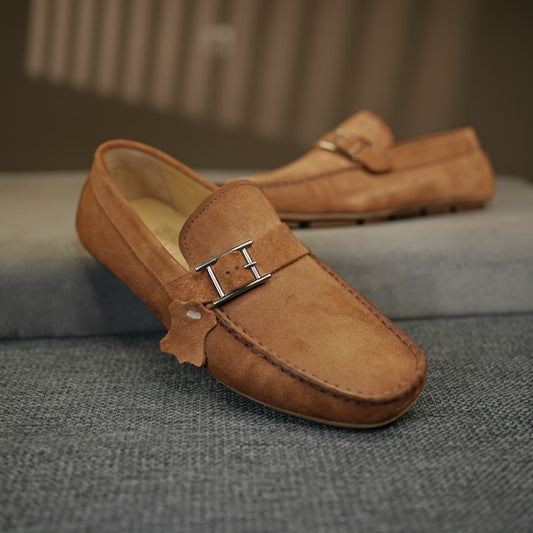 Mocassin en daim Marron avec boucle