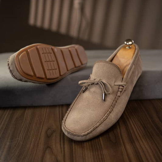 Mocassin laset daim beige