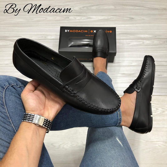 Mocassin cuir noir