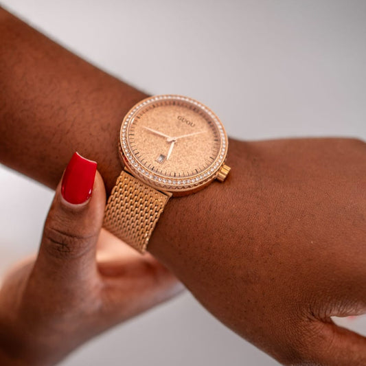 Montre dame dorée rose