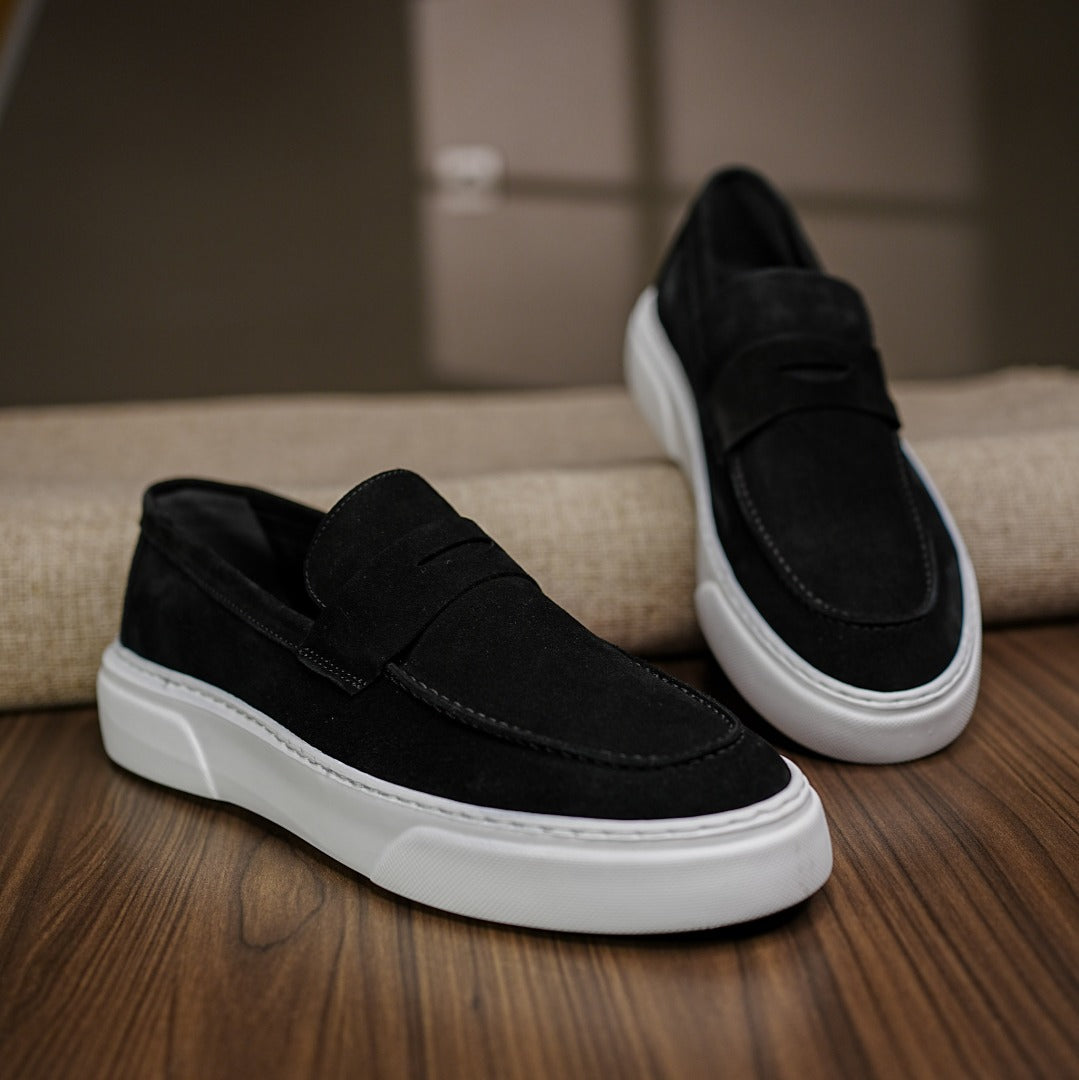 Mocassin basket en daim noir