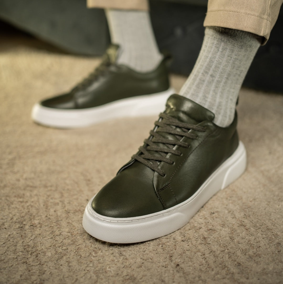 Basket classique cuir vert