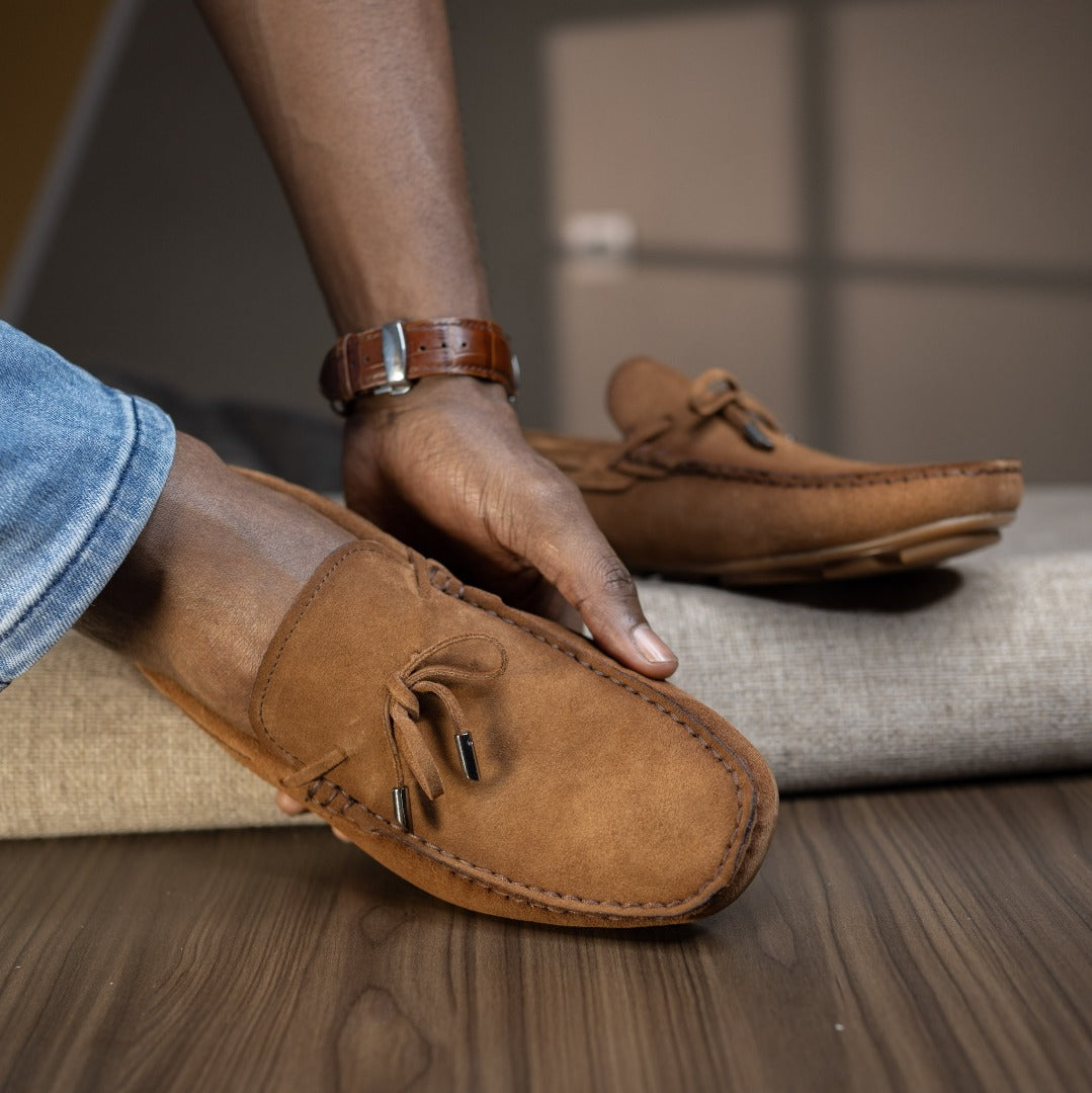 Mocassin laset daim marron