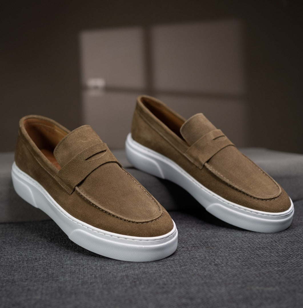 mocassin basket daim beige