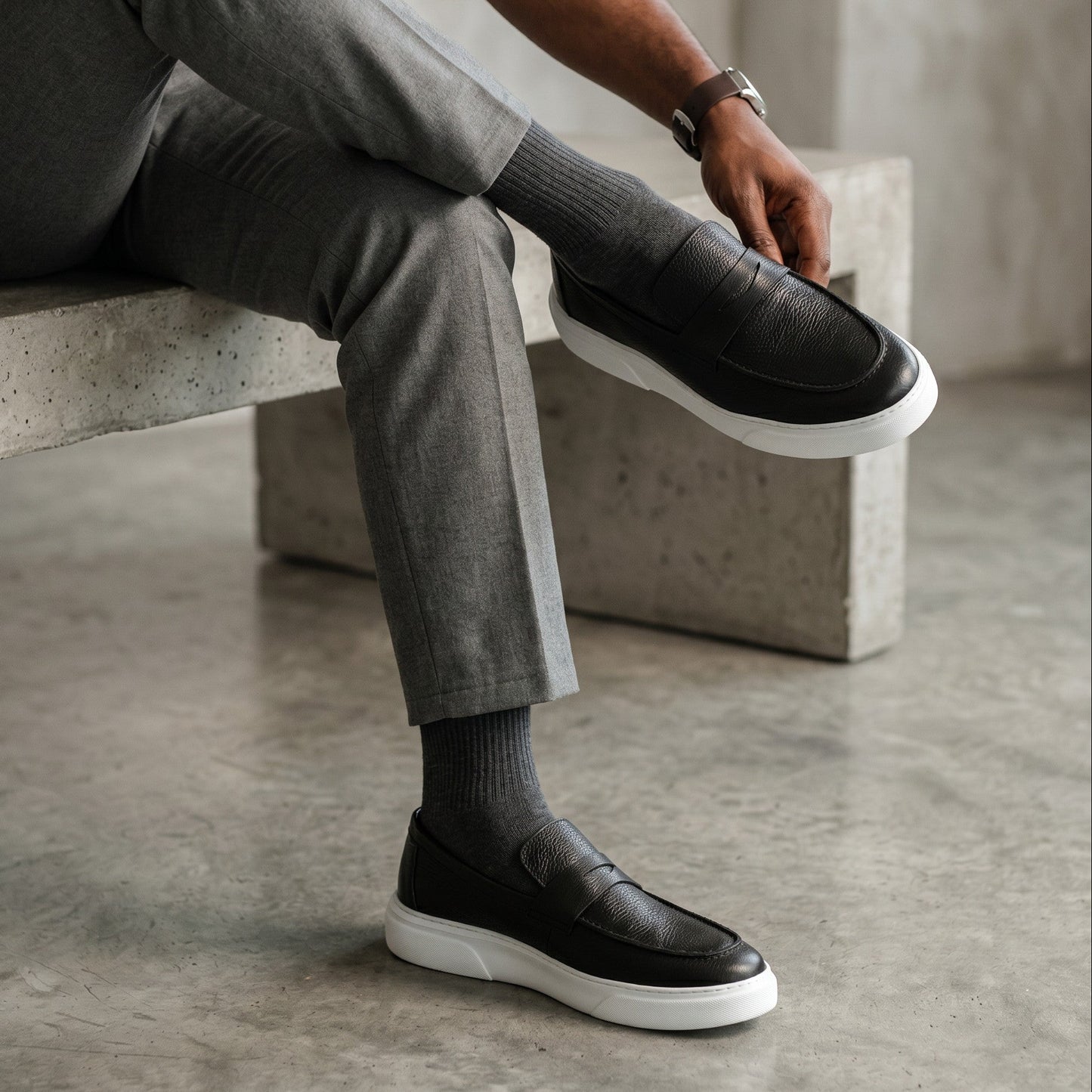 Mocassin basket Noir cuir MCM1