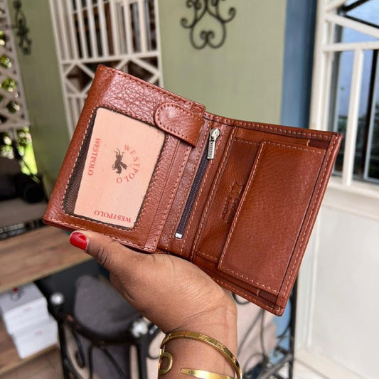 Porte monnaie en cuir marron - Yazuribora